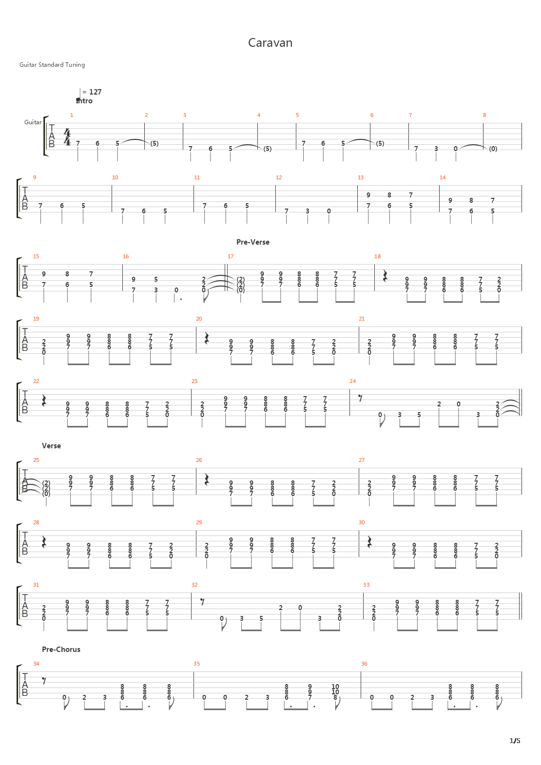 Caravan吉他谱