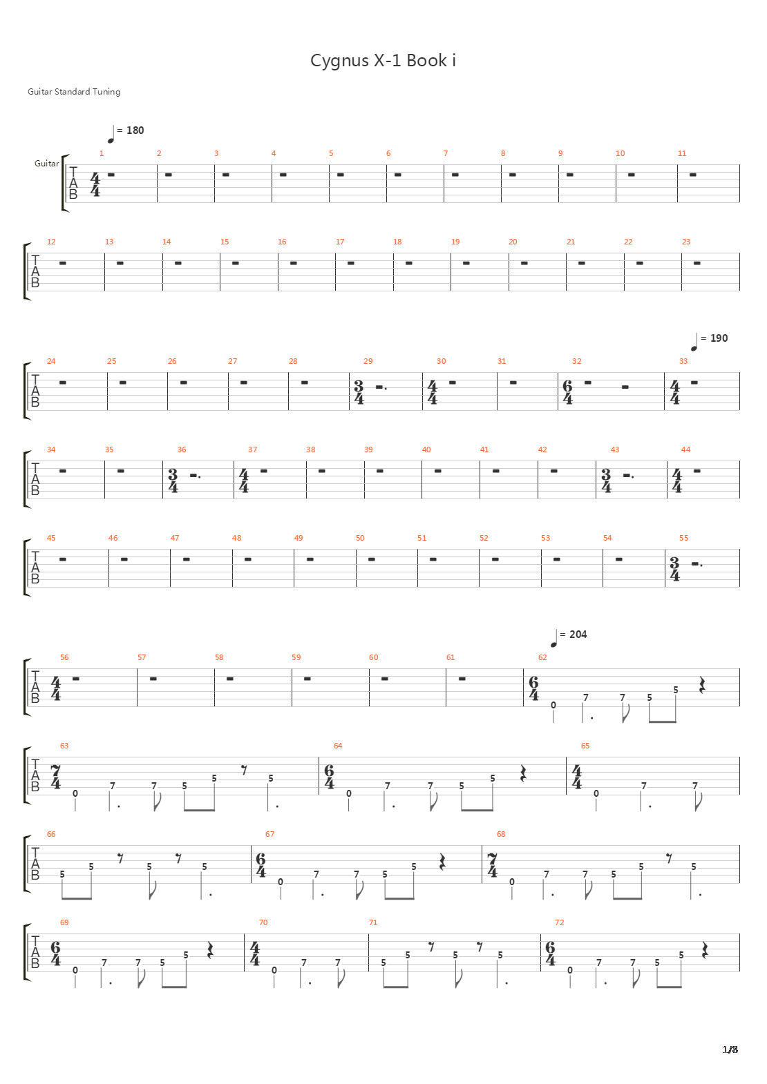 Cygnus X-1 Book I吉他谱