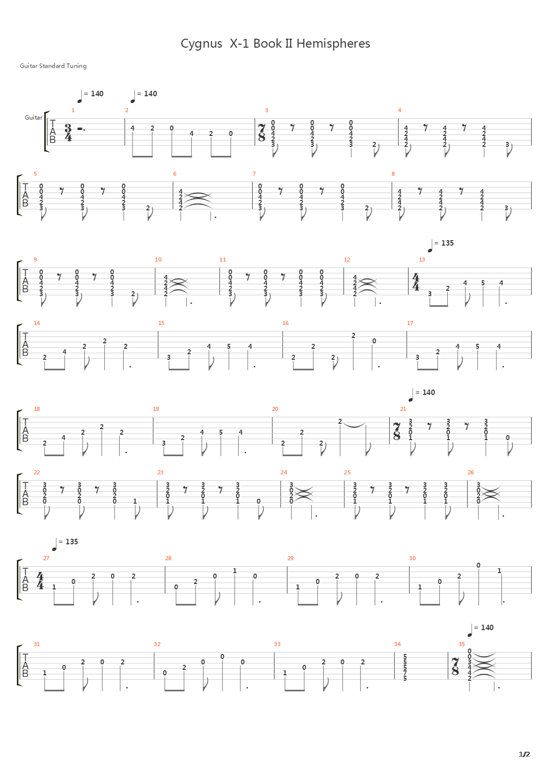 Cygnus X-1 Book Ii Hemispheres Ii Apollo - Bringer Of Wisdom吉他谱