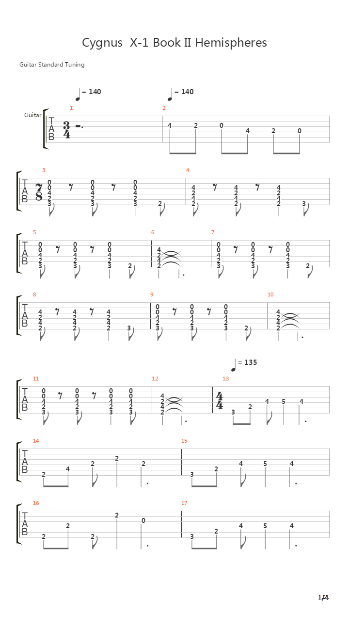 Cygnus X-1 Book Ii Hemispheres Ii Apollo - Bringer Of Wisdom吉他谱