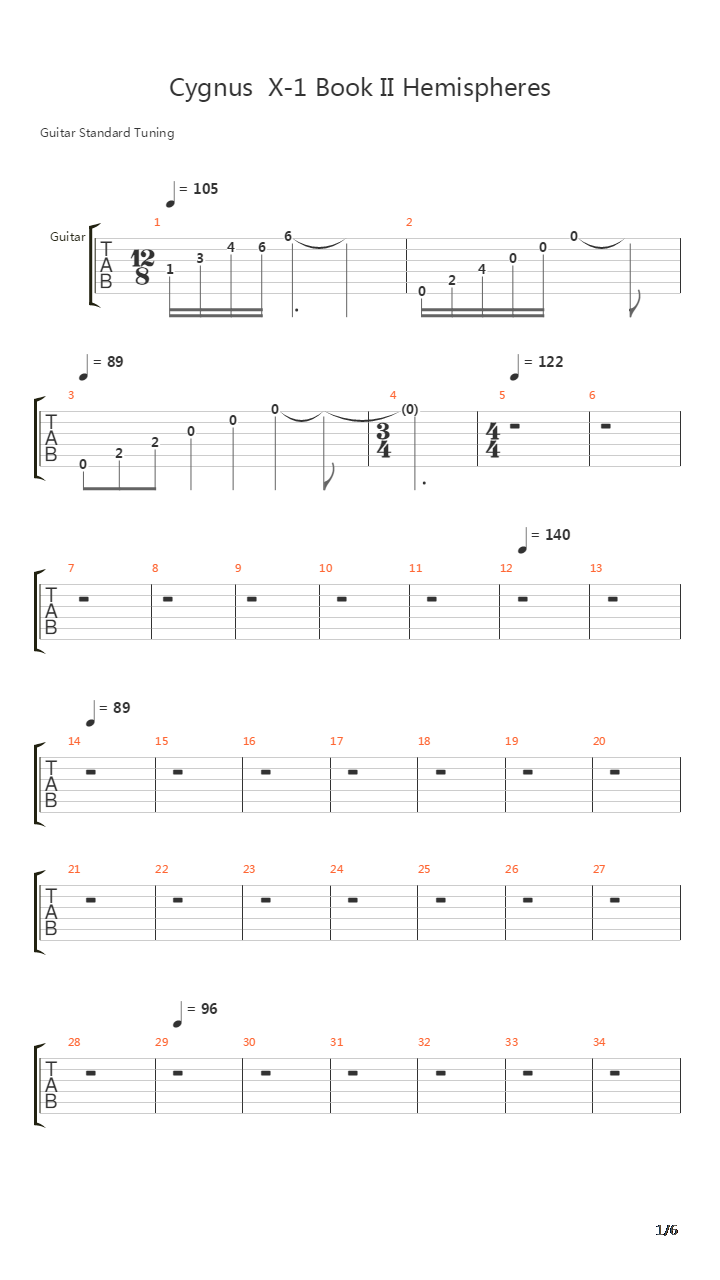 Cygnus X-1 Book Ii Hemispheres V Cygnus - Bringer Of Balance吉他谱