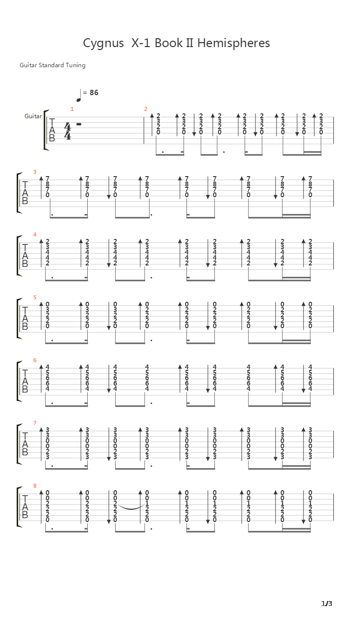 Cygnus X-1 Book Ii Hemispheres Vi The Sphere - A Kind Of Dream吉他谱