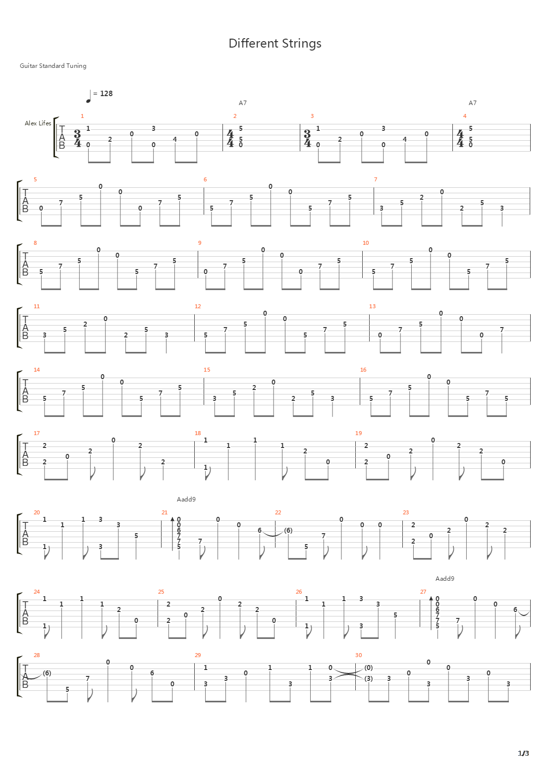 Different Strings吉他谱