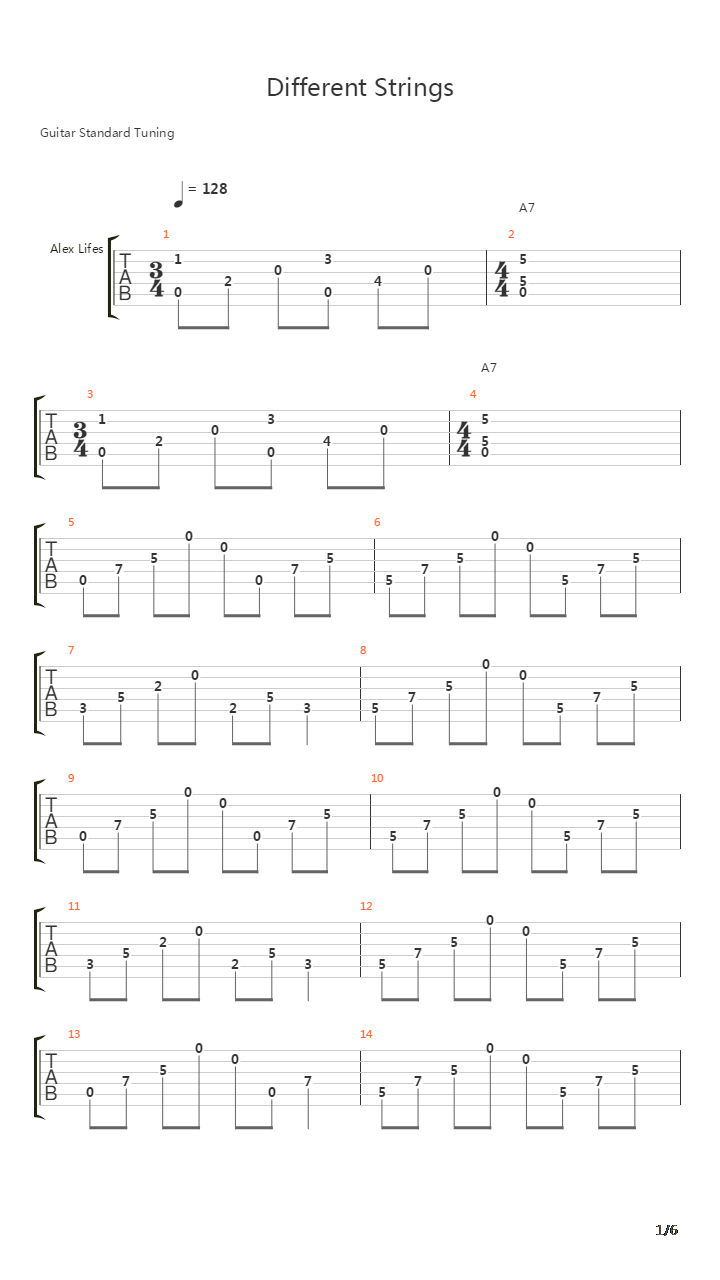 Different Strings吉他谱