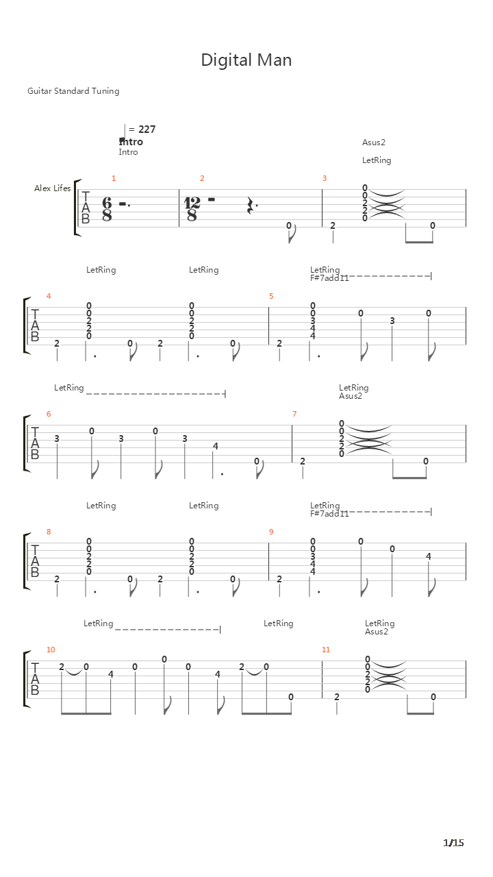 Digital Man吉他谱
