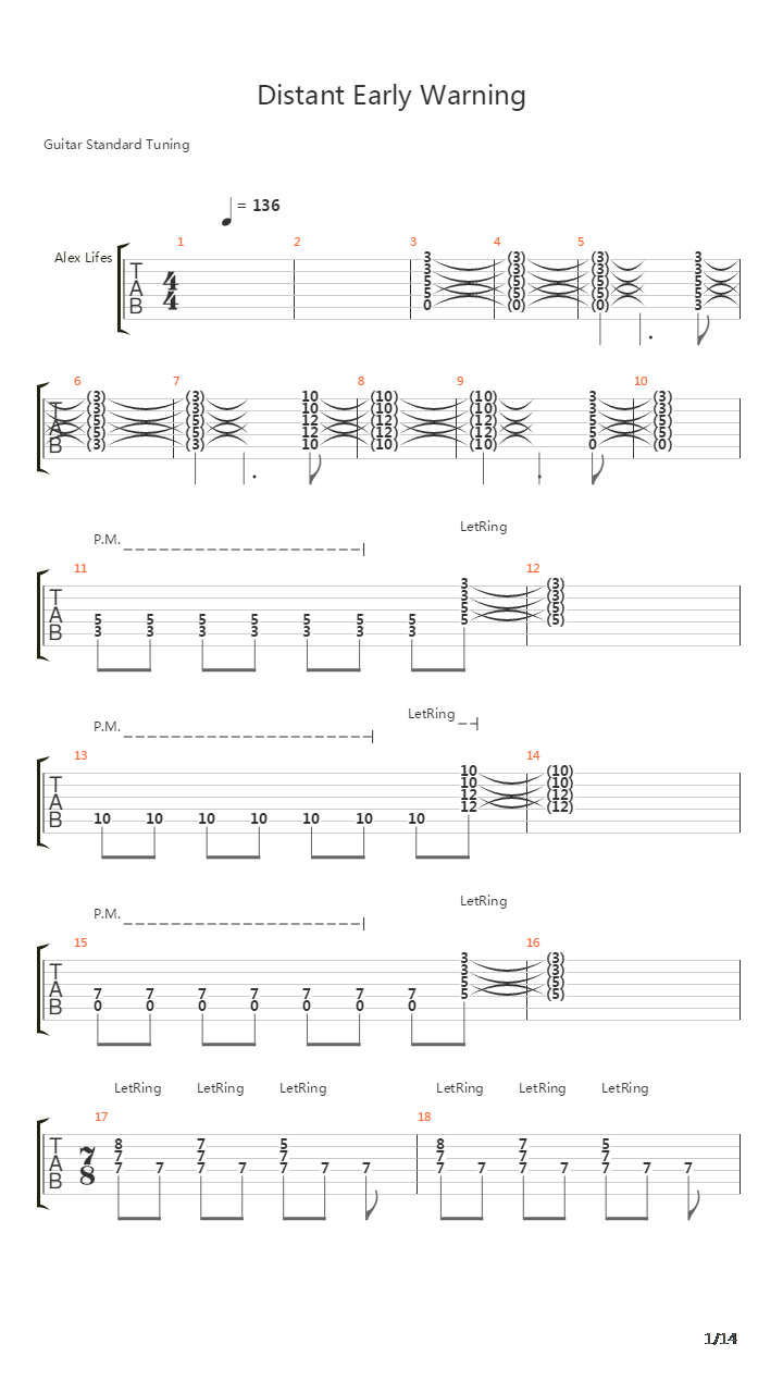 Distant Early Warning吉他谱