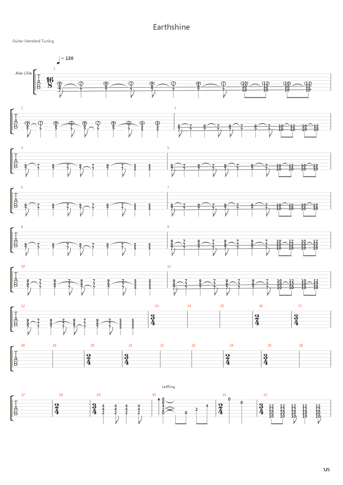 Earthshine吉他谱