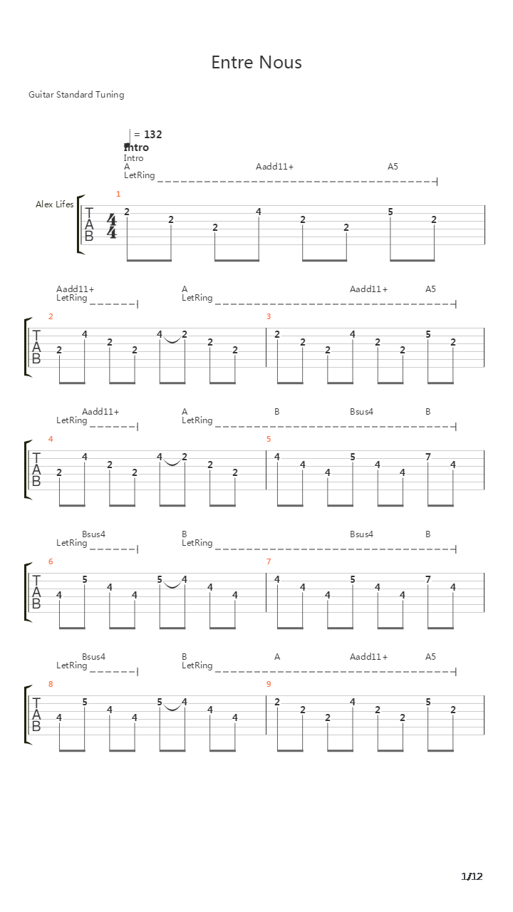 Entre Nous吉他谱
