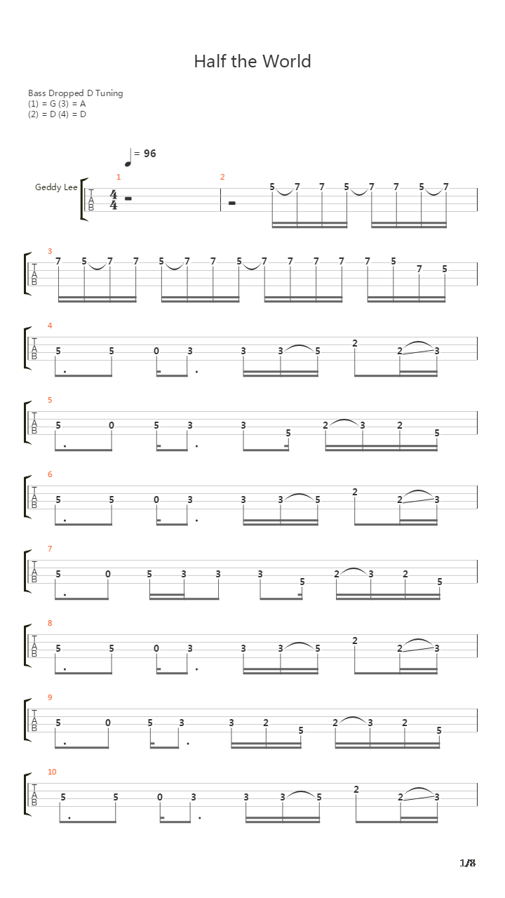 Half The World吉他谱