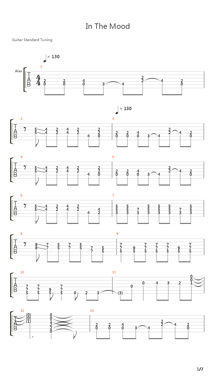 In The Mood吉他谱