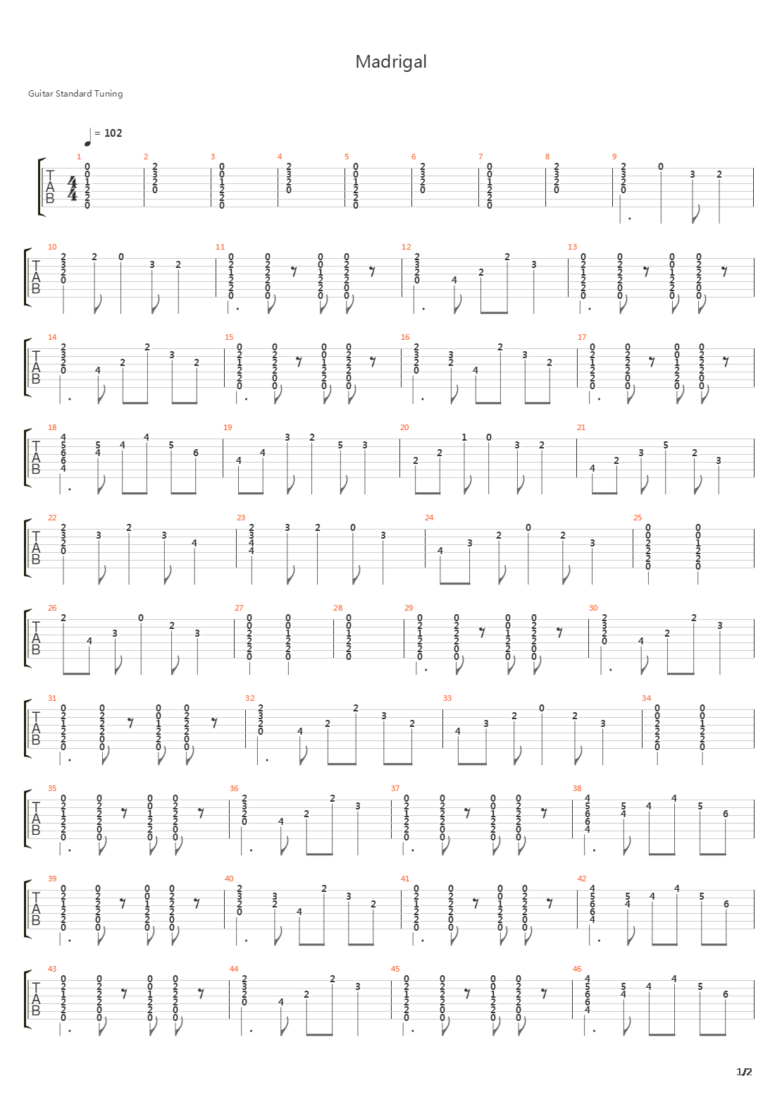 Madrigal吉他谱