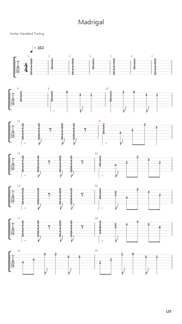 Madrigal吉他谱