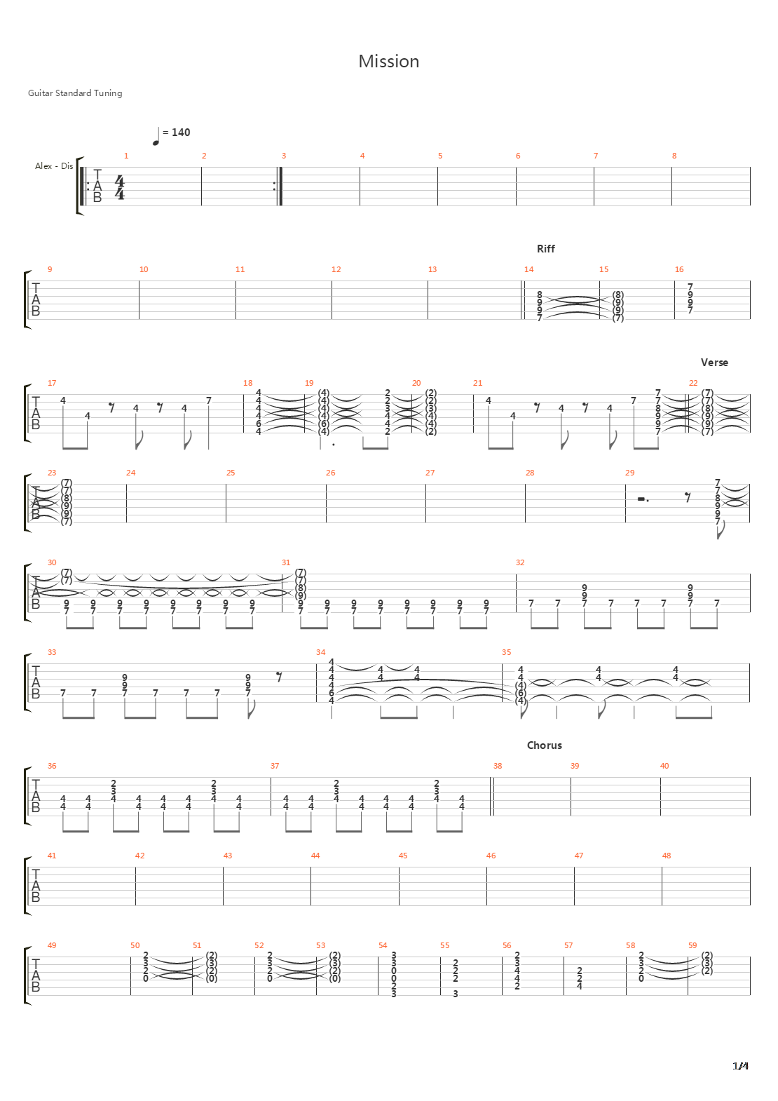 Mission吉他谱