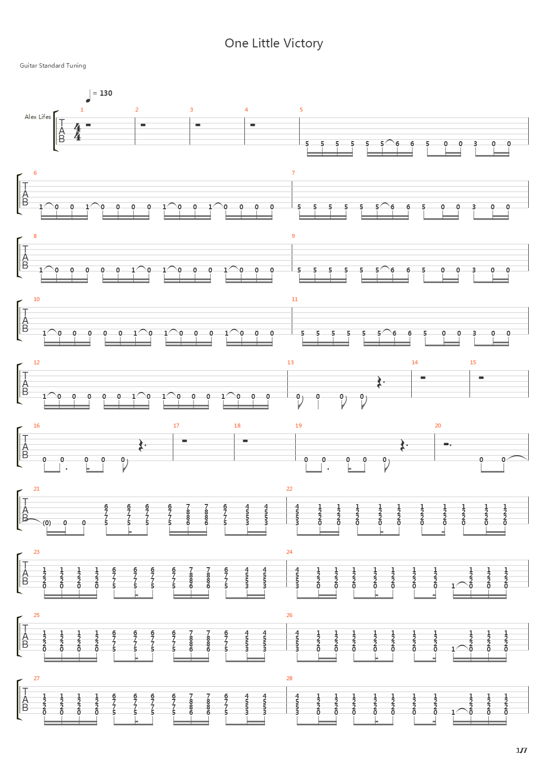 One Little Victory吉他谱