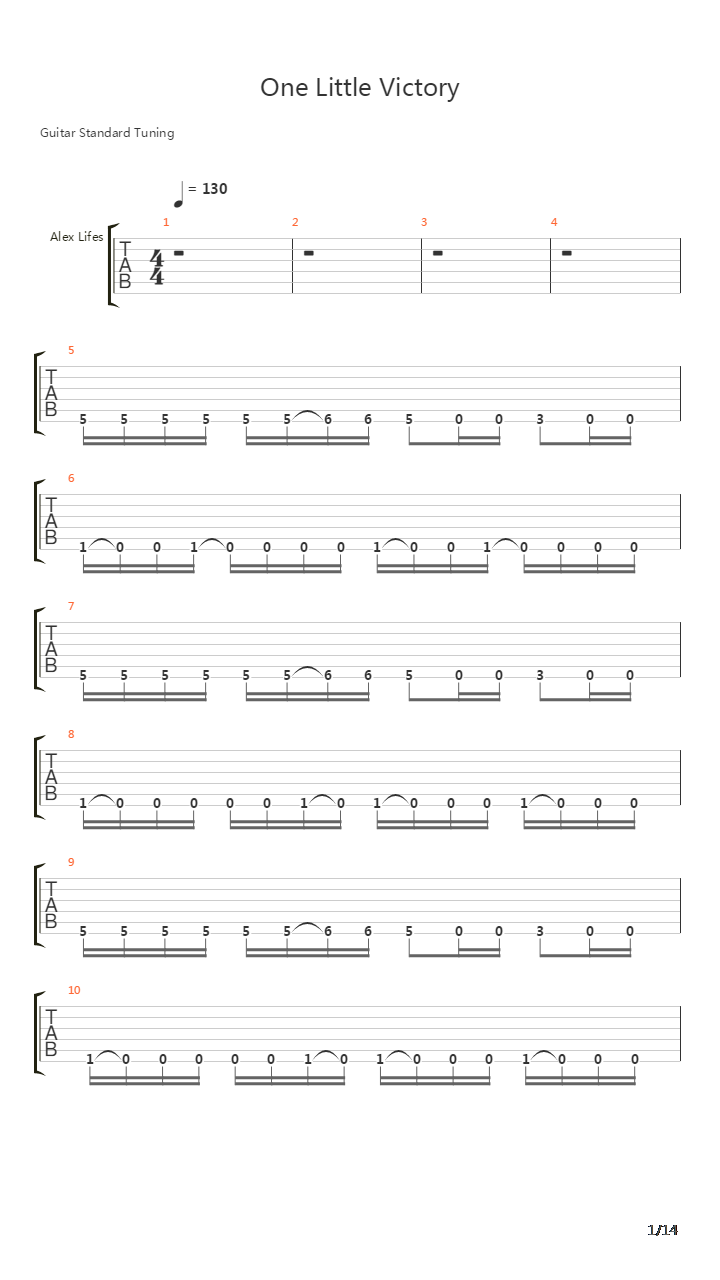 One Little Victory吉他谱