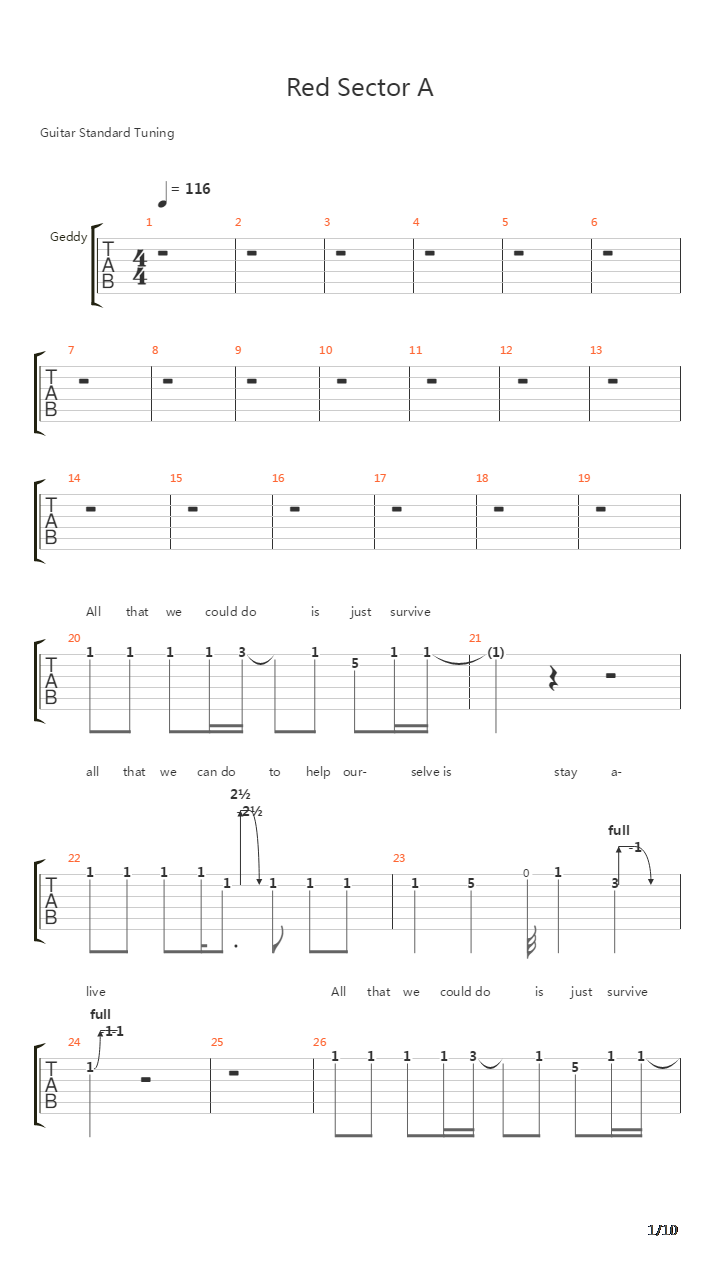 Red Sector A吉他谱
