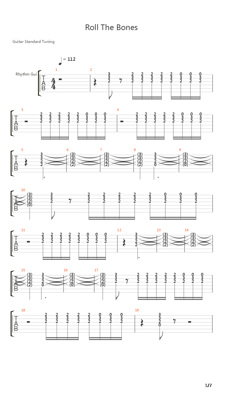 Roll The Bones吉他谱