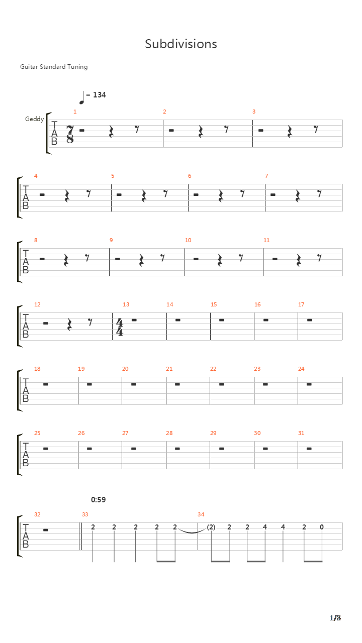 Subdivisions吉他谱