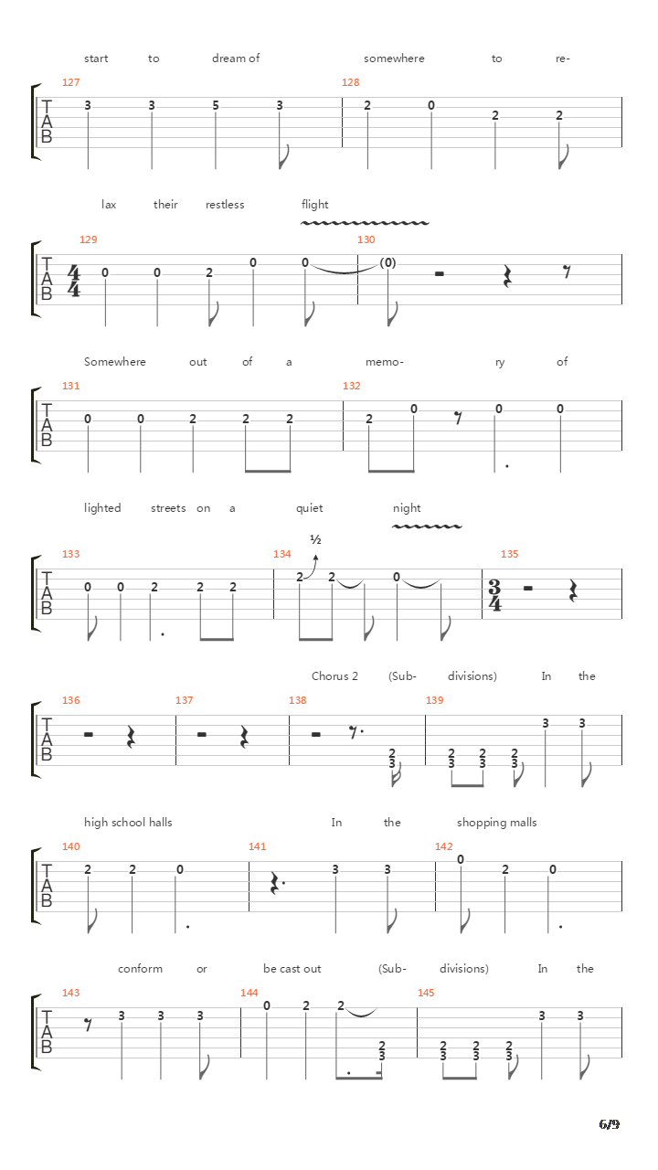 Subdivisions吉他谱