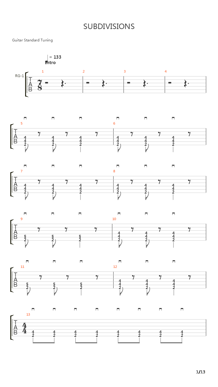 Subdivisions吉他谱