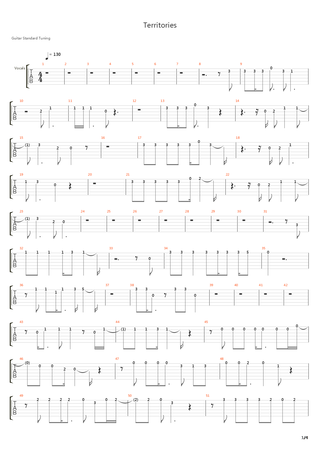 Territories吉他谱