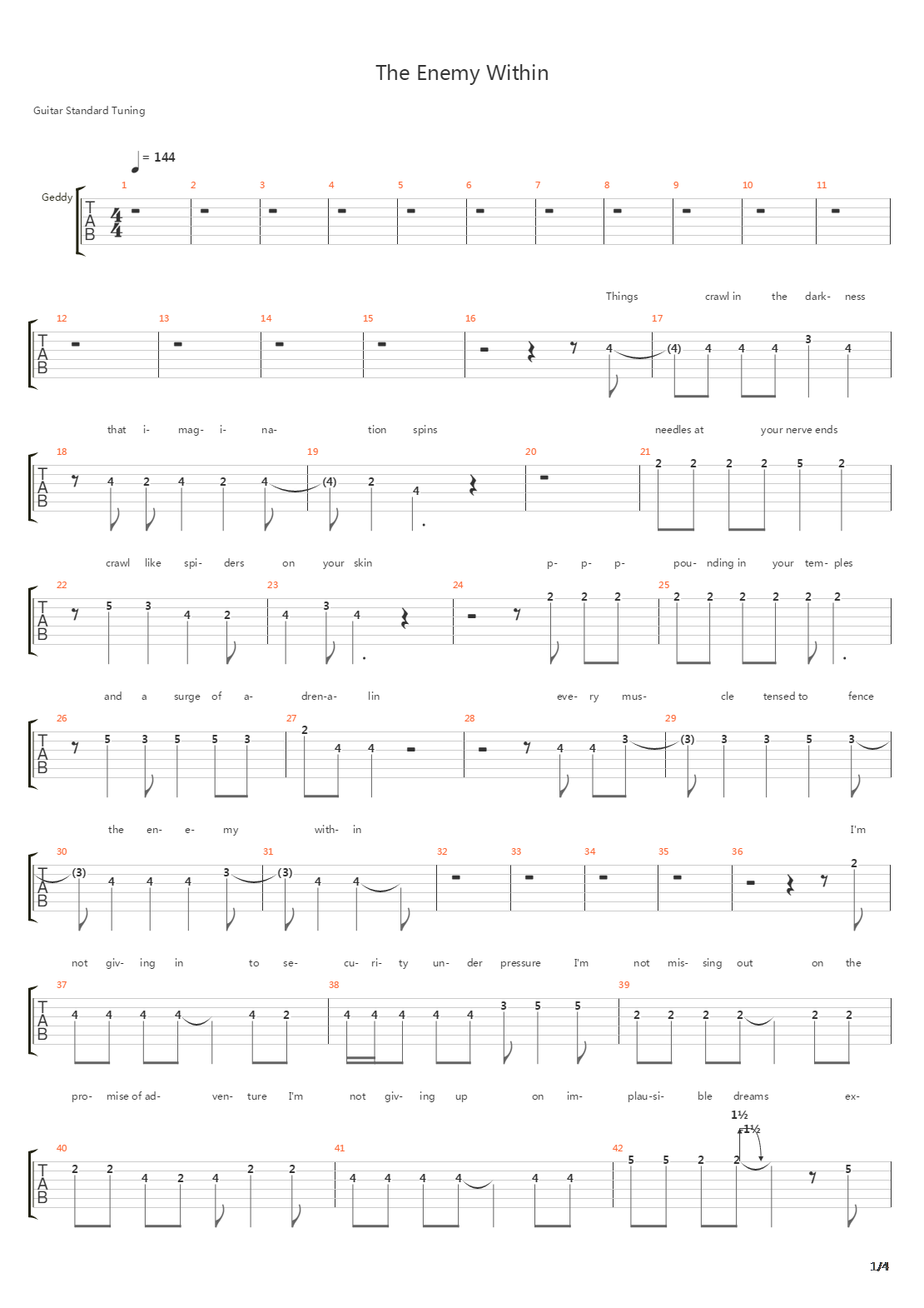 The Enemy Within吉他谱