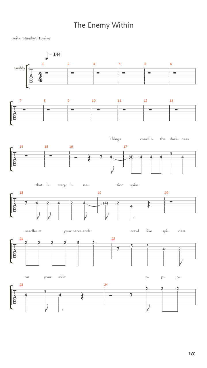 The Enemy Within吉他谱