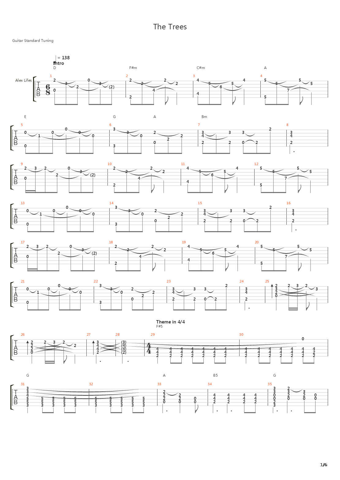 The Trees吉他谱