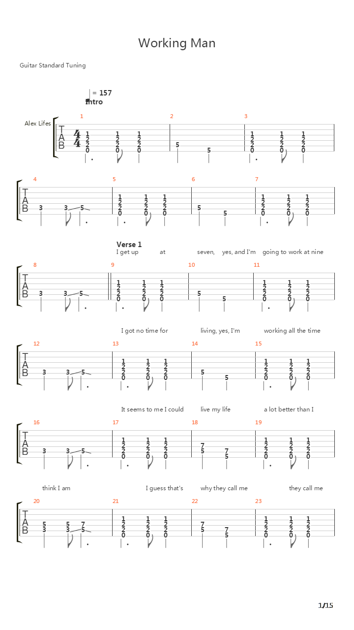 Working Man吉他谱