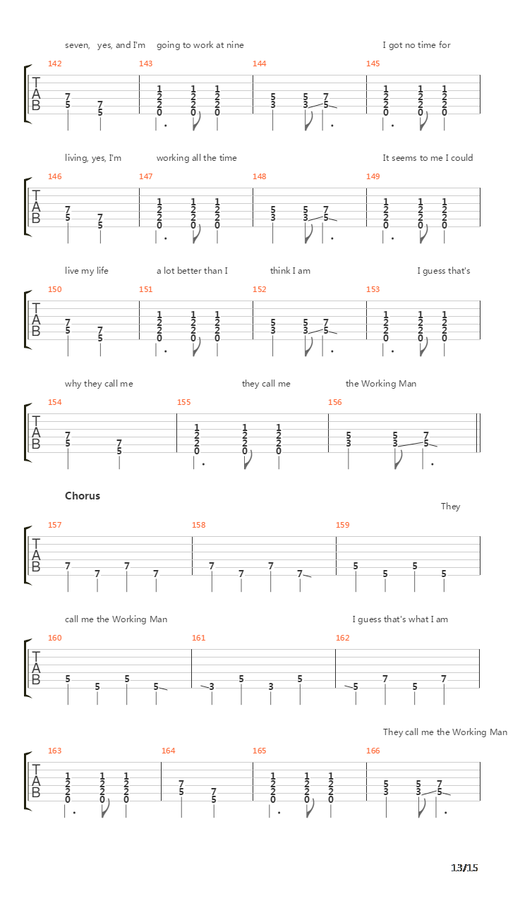 Working Man吉他谱