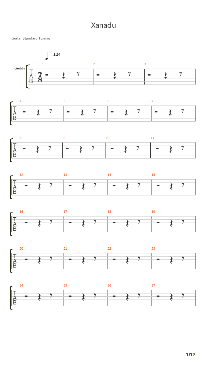 Xanadu吉他谱