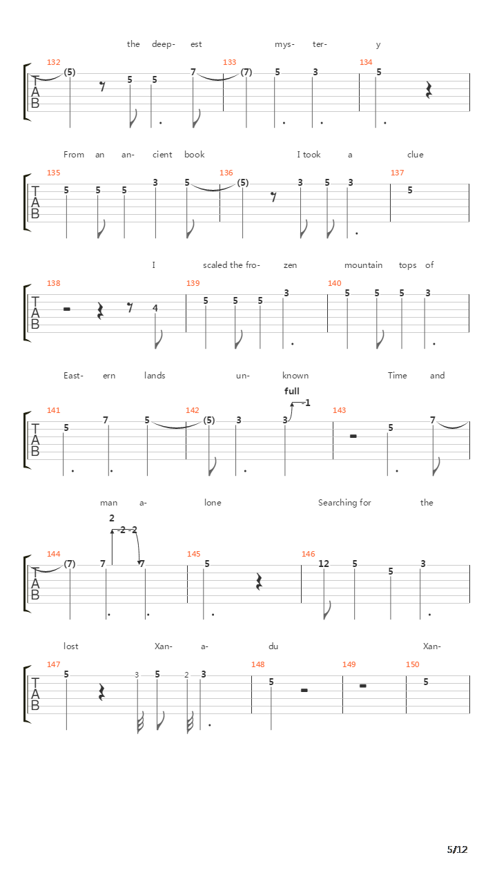 Xanadu吉他谱