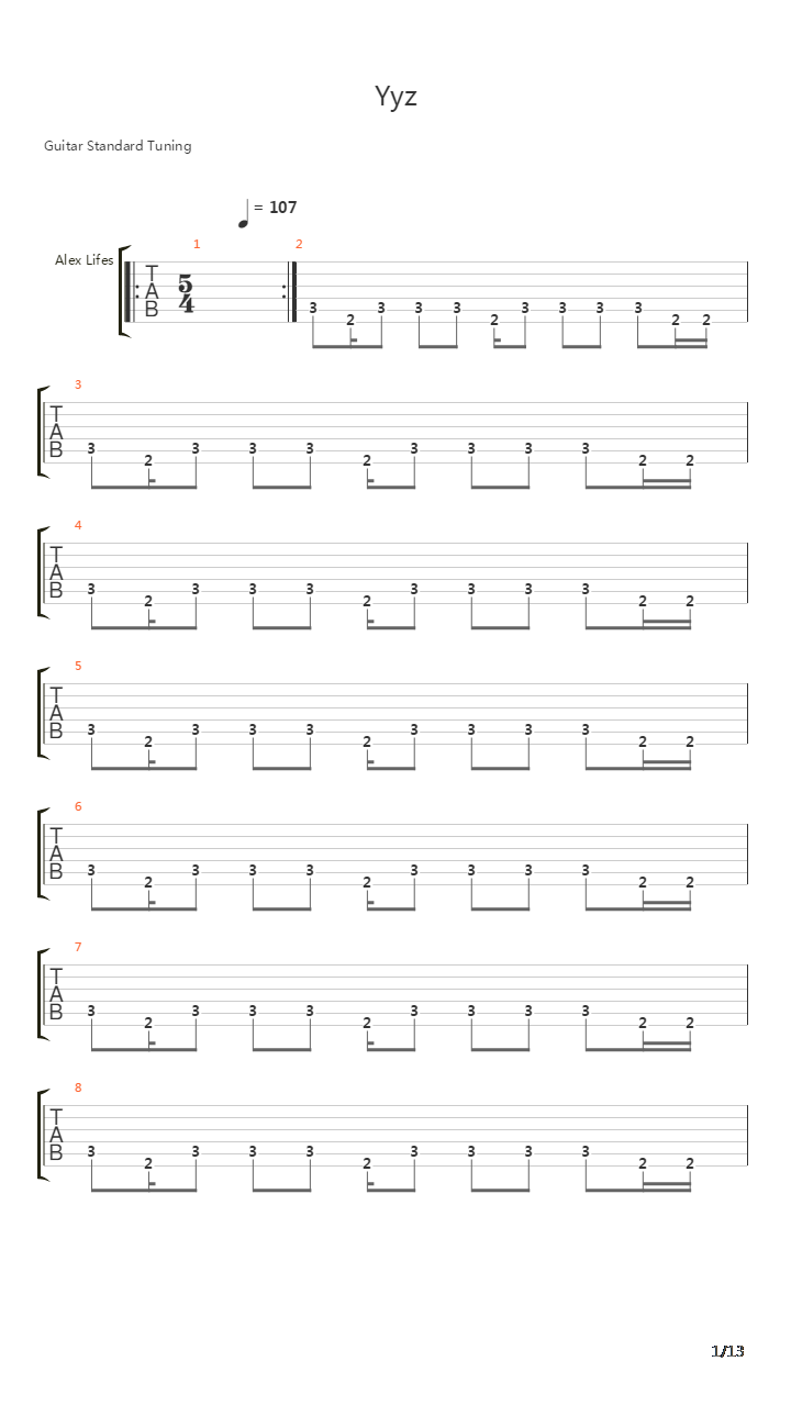 Yyz吉他谱