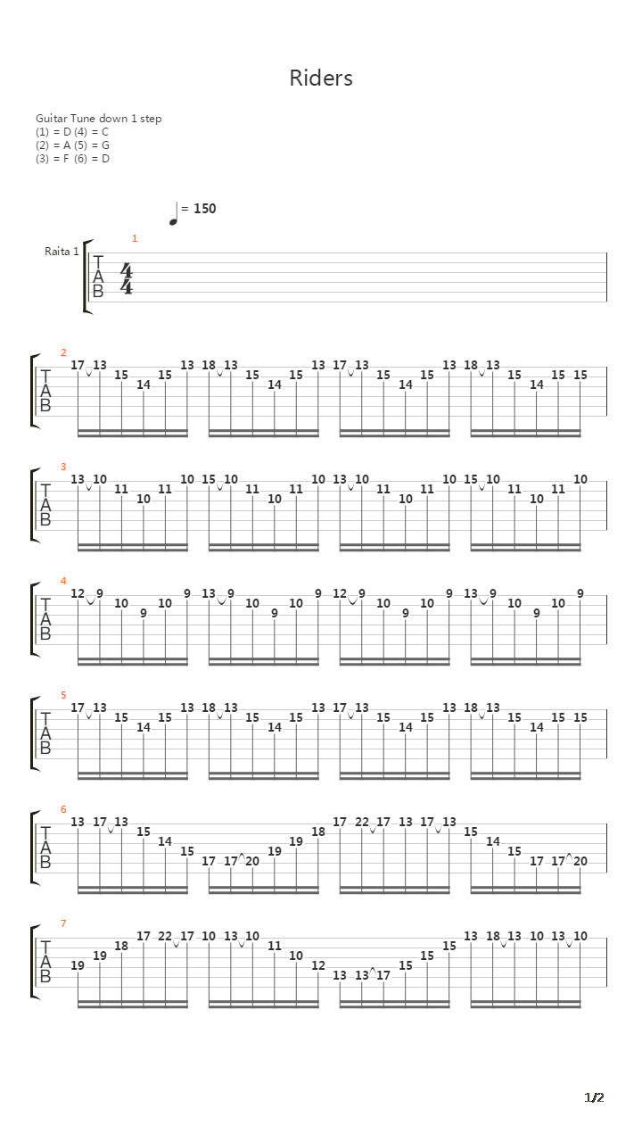 Riders吉他谱