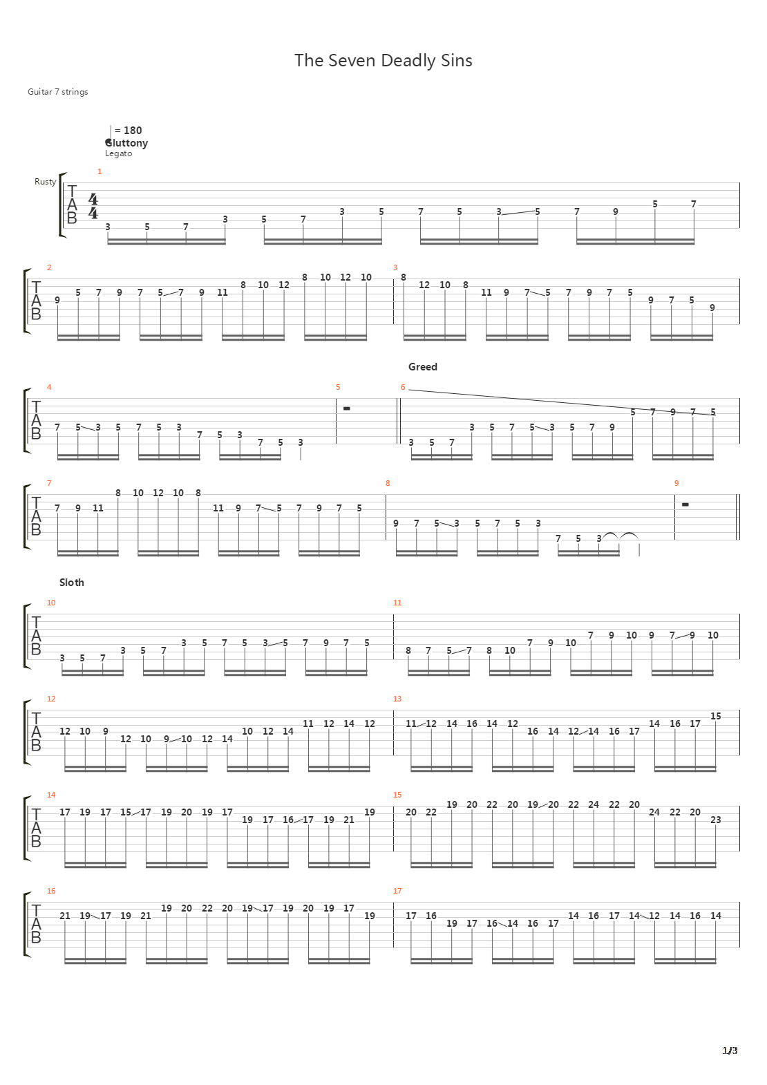 The Seven Deadly Sins吉他谱