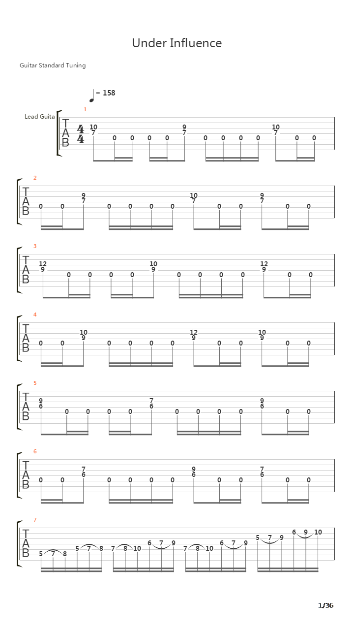 Under The Influence Complete吉他谱