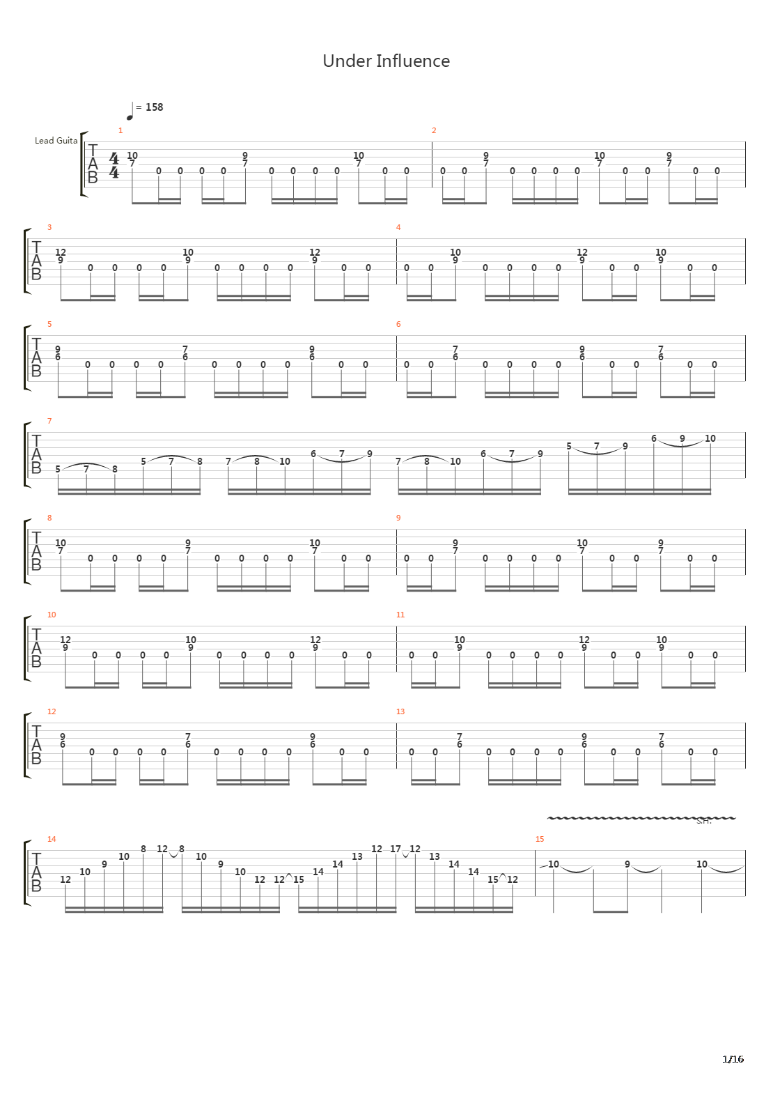 Under The Influence吉他谱