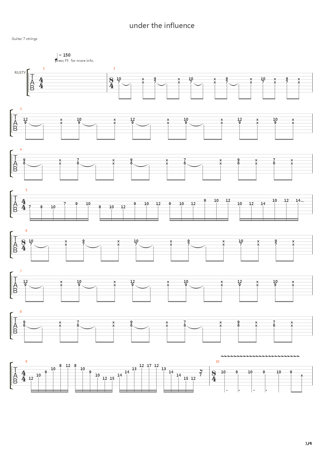 Under The Influence吉他谱
