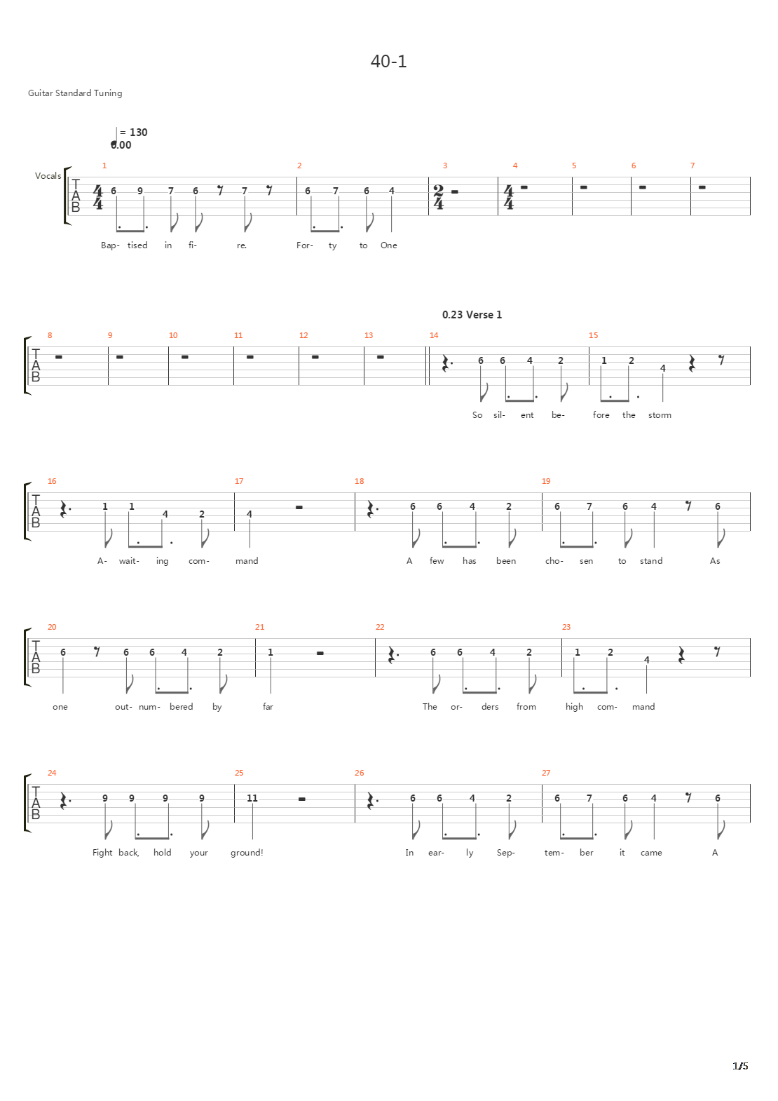 40-1吉他谱