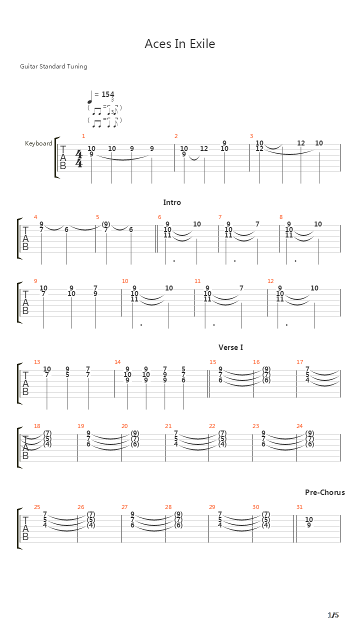 Aces In Exile吉他谱
