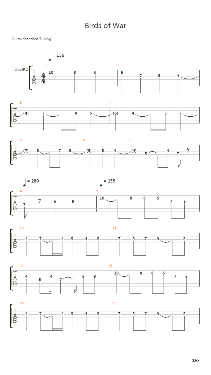 Birds Of War吉他谱