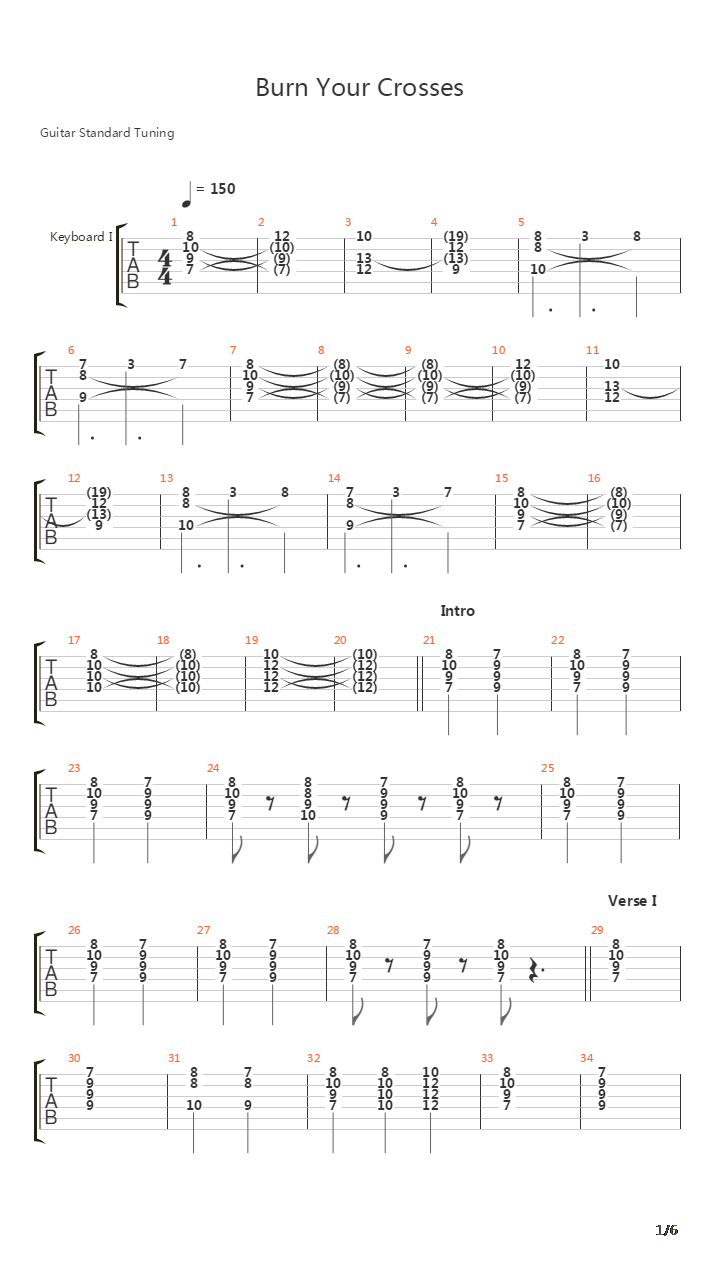 Burn Your Crosses吉他谱