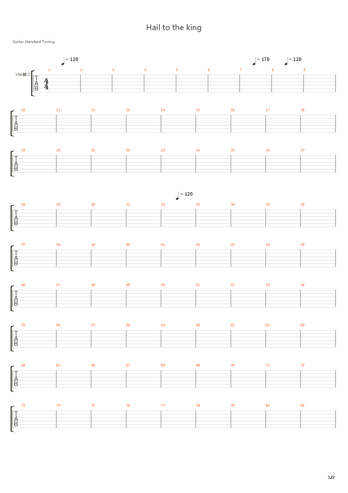 Hail To The King吉他谱