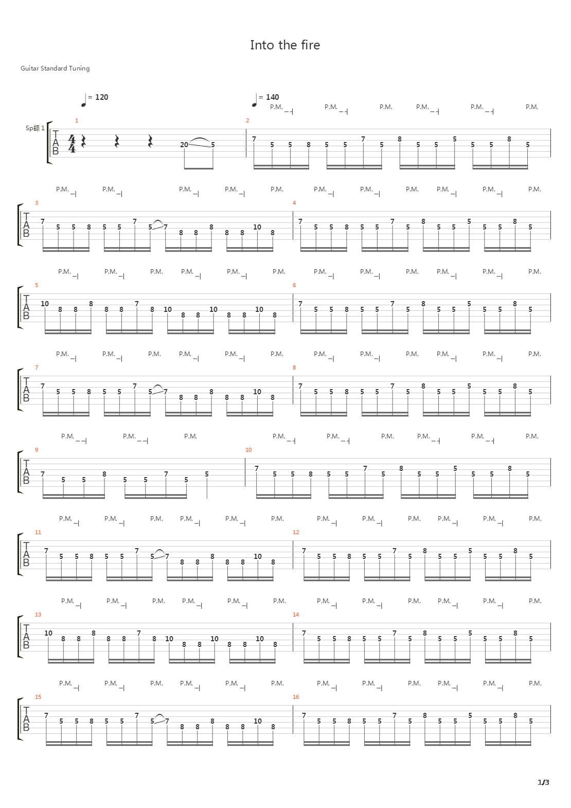 Into The Fire吉他谱
