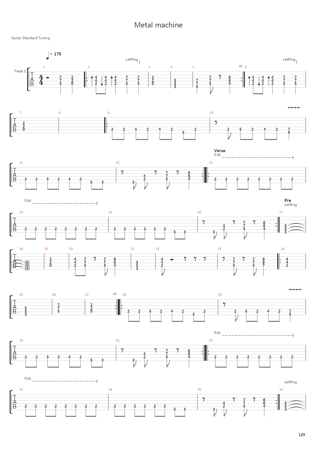 Metal Machine吉他谱