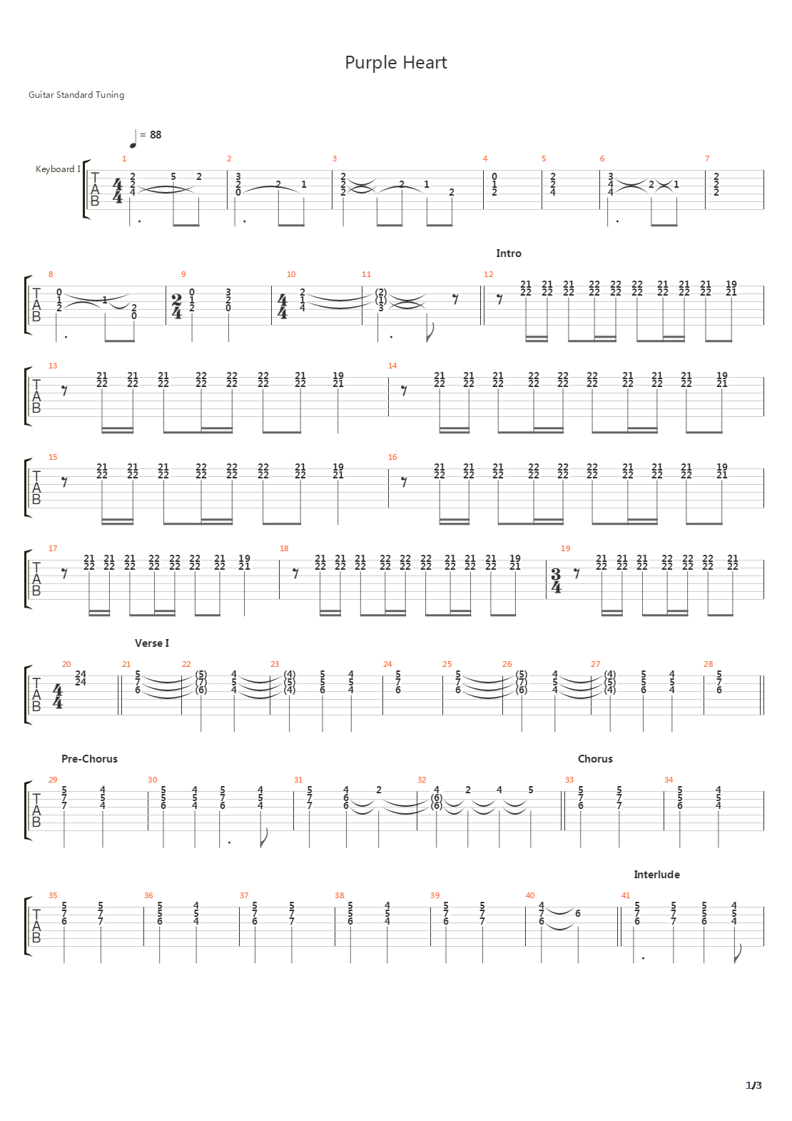 Purple Heart吉他谱
