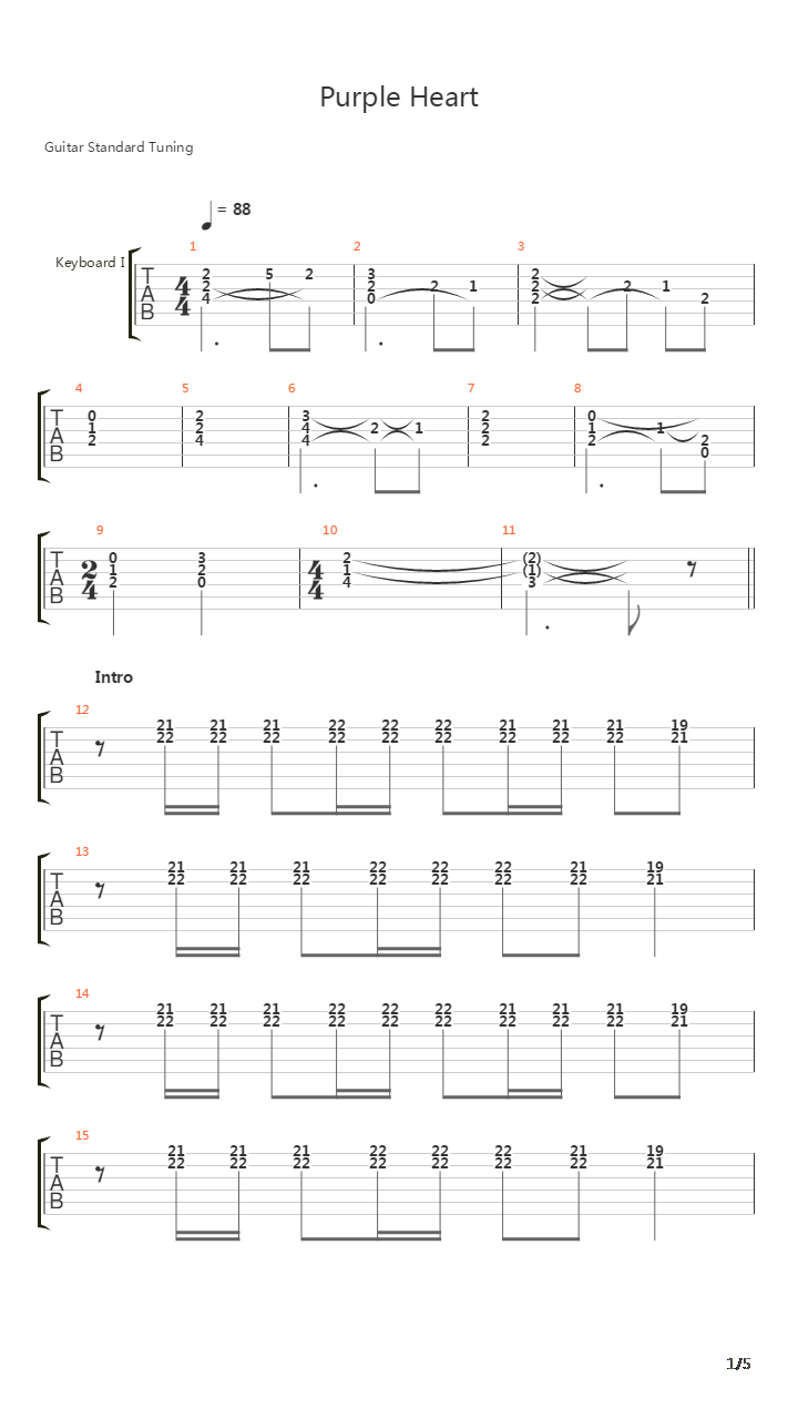 Purple Heart吉他谱