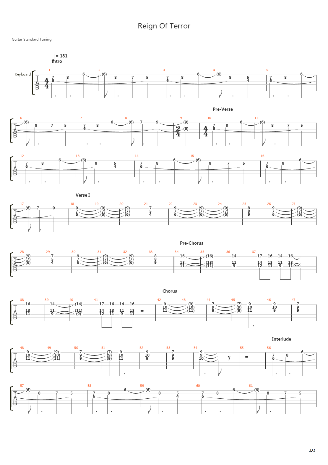 Reign Of Terror吉他谱