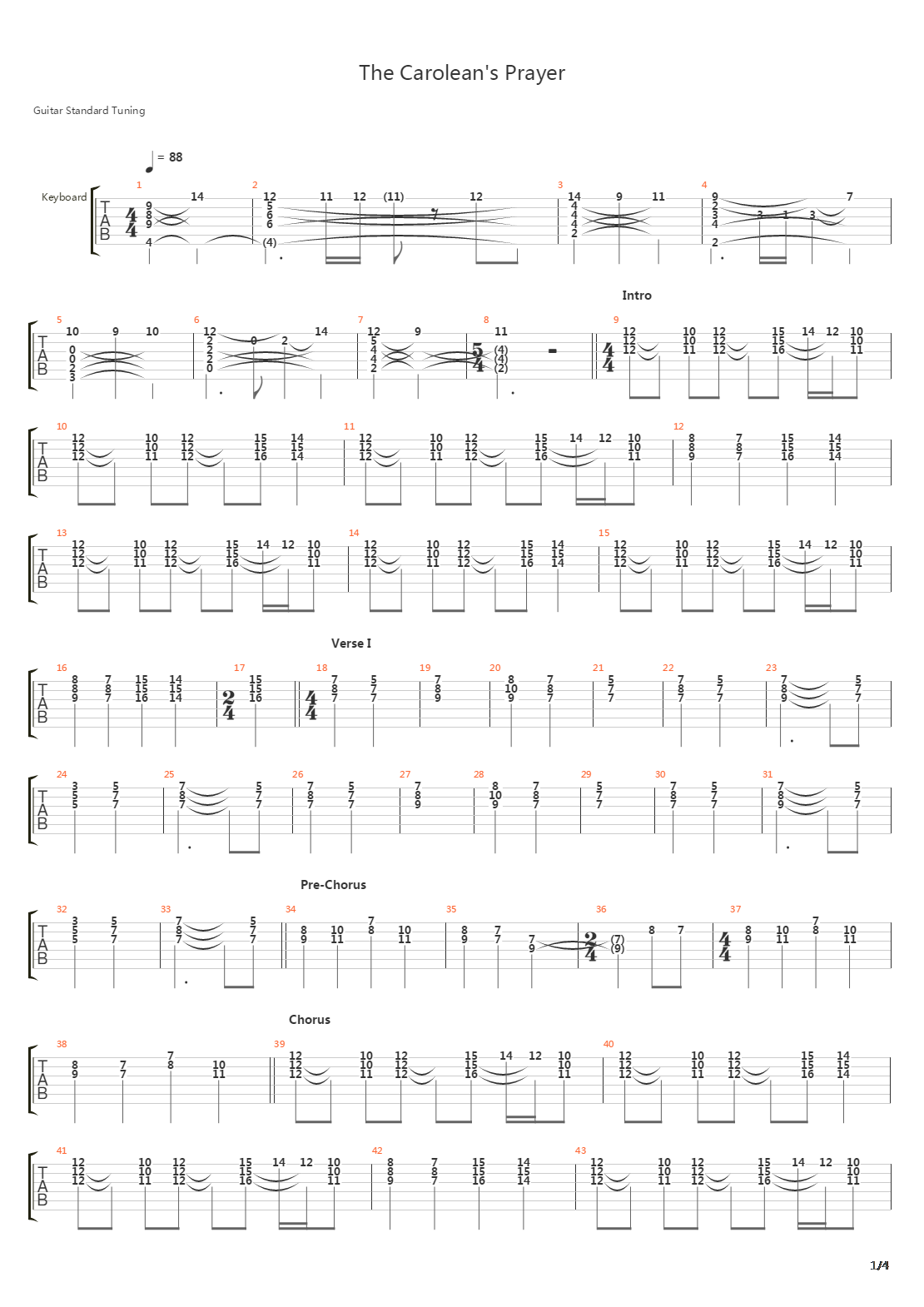 The Caroleans Prayer吉他谱