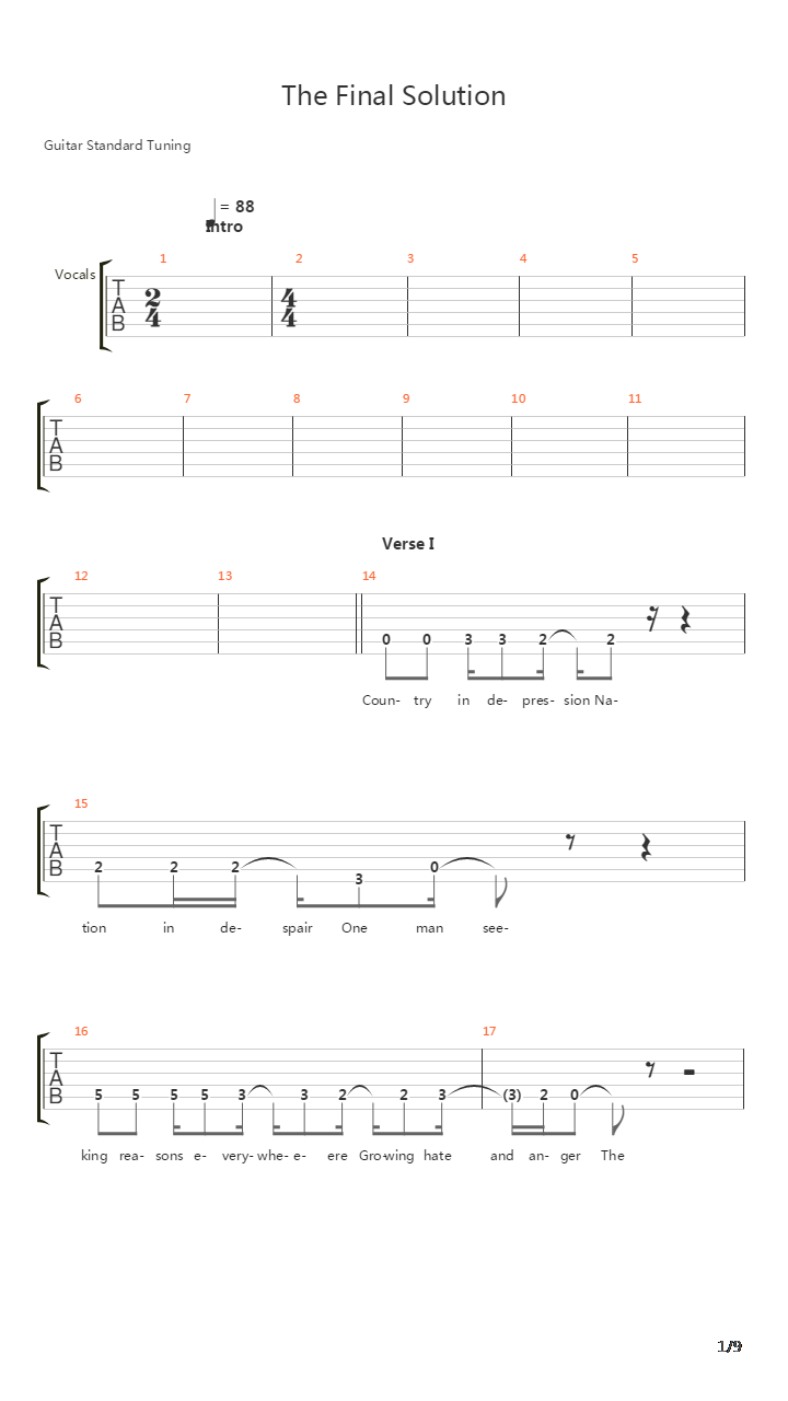 The Final Solution吉他谱